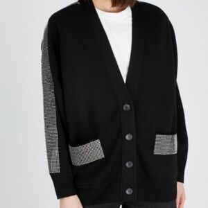 Christopher Kane Black crystal embellished wool cardigan